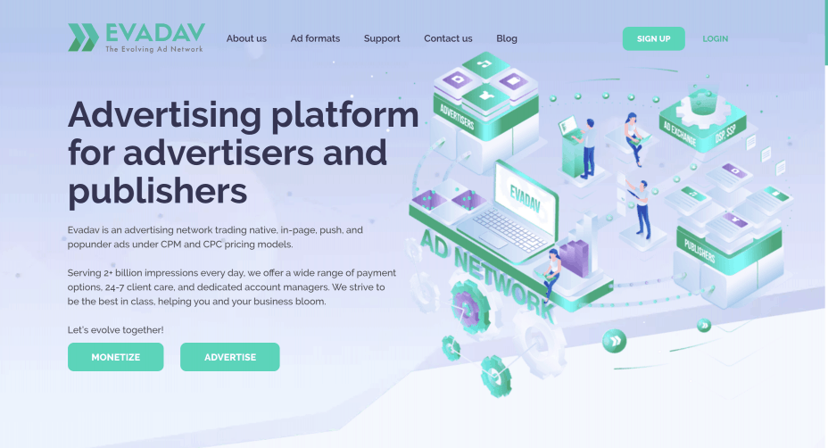 Evadav homepage