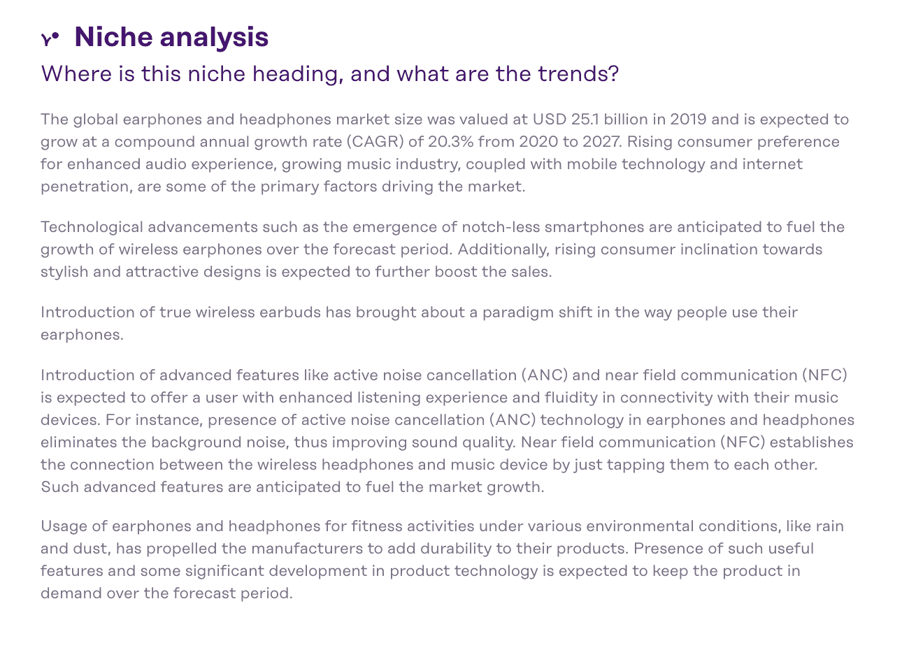 due diligence - niche analysis