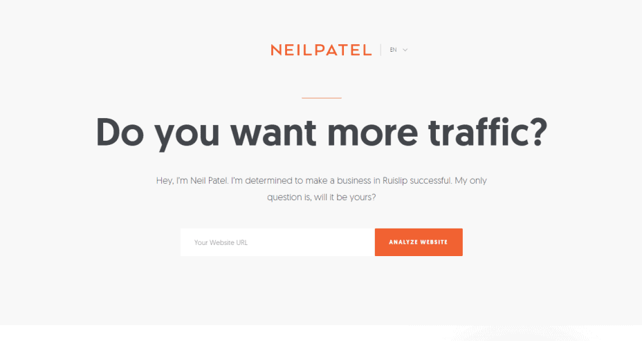 Screenshot from Neil Patel's website with a full-page popup