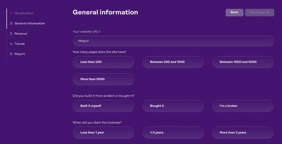 valuation tool question two general info