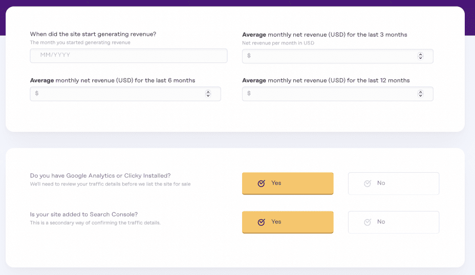 listing process, financial and analytics