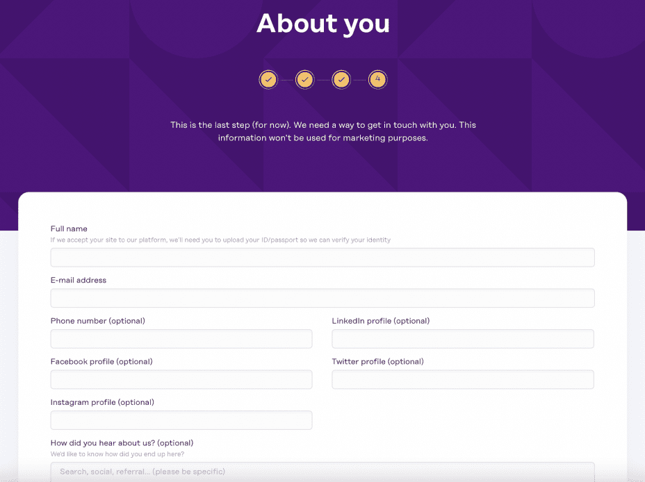 listing process, seller details